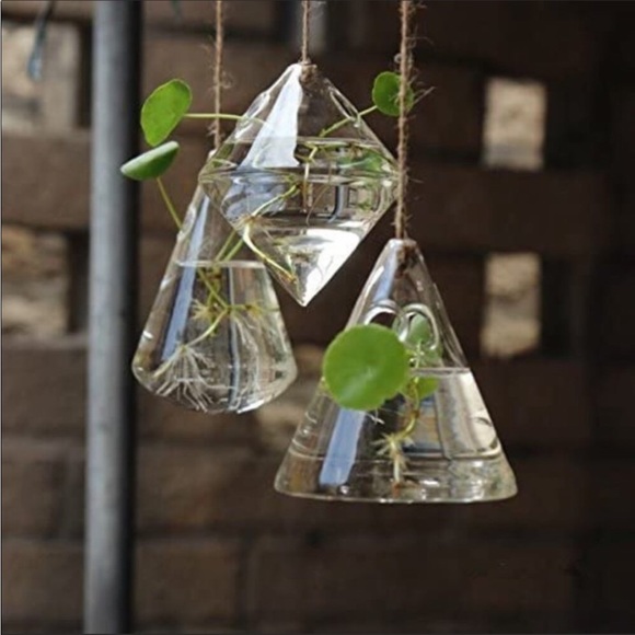 Anthropologie 3 Pcs Glass Plant Pots Planters Hang - Picture 5 of 7